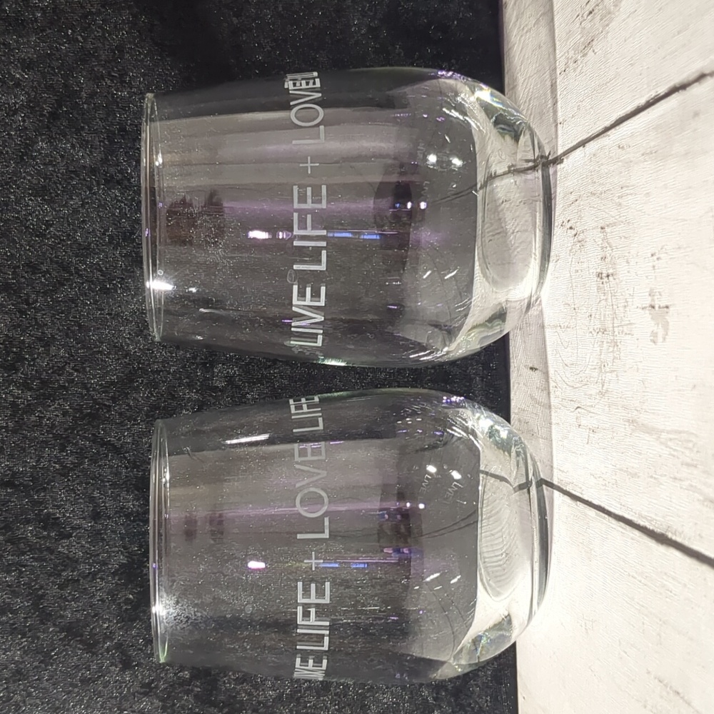 Pair of Live Life + Love Life Chloe and Madison 15oz Stemless Wine Glasses